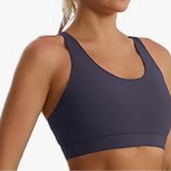 Criss-Cross Back Padded Strappy Sports Bra Med Support Yoga Bra Removable Cups - Picture 5 of 7